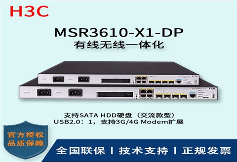 H3C/华三路由器 MSR3610-X1-DP 4个千兆电口(2个复用光口) +2个光口 路由器