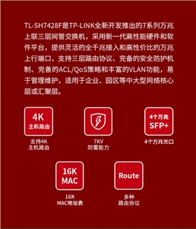 TP-LINK TL-SH7428F万兆上联三层网管核心交换机