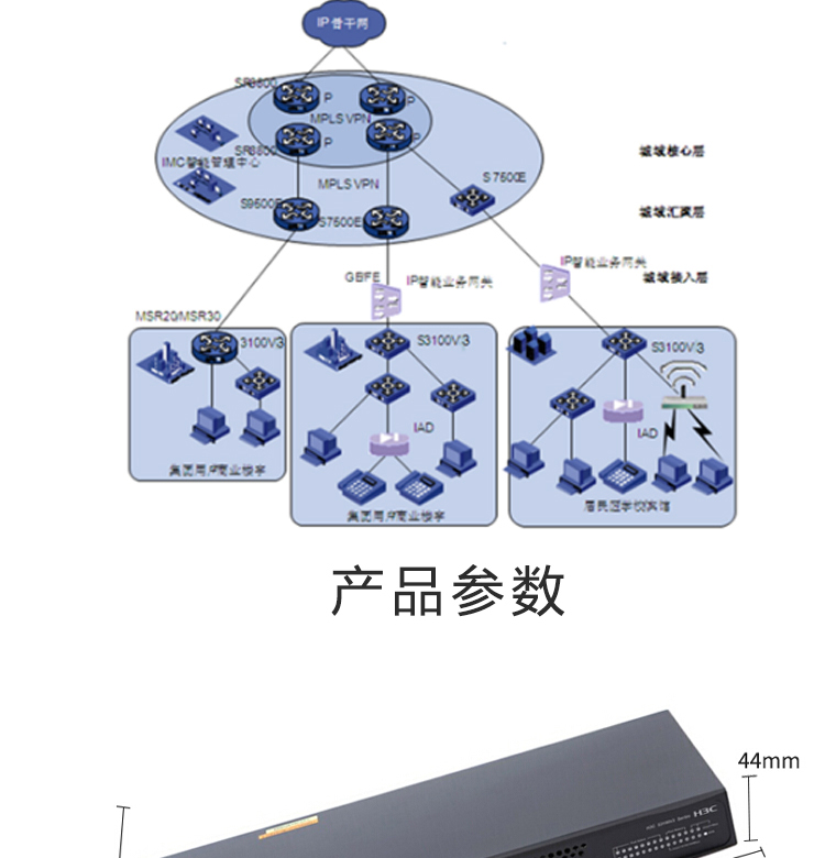 华三 24口千百兆组合管理交换机