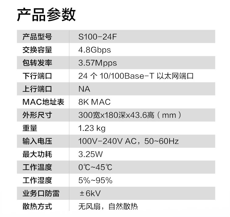 华为S100-24F 24口企业级百兆交换机