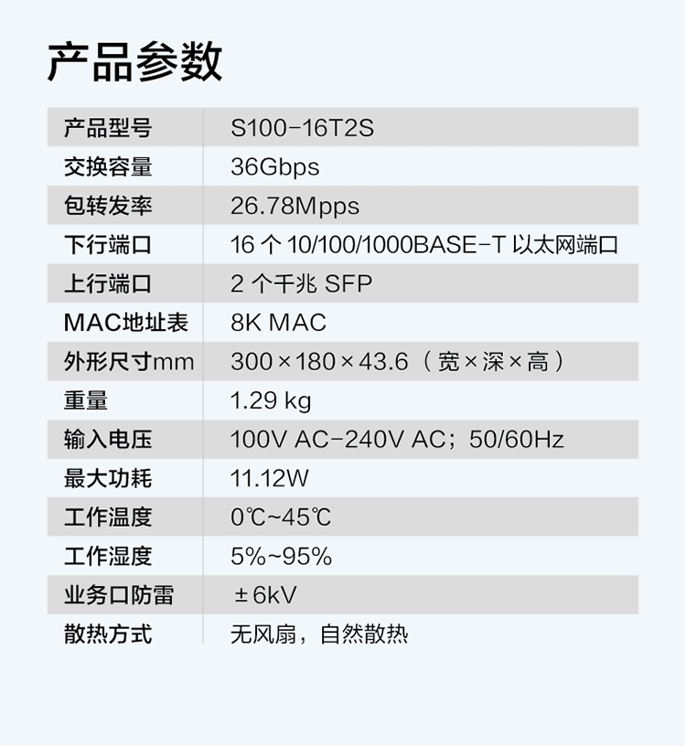 华为S100-16T2S 企业级16口千兆交换机