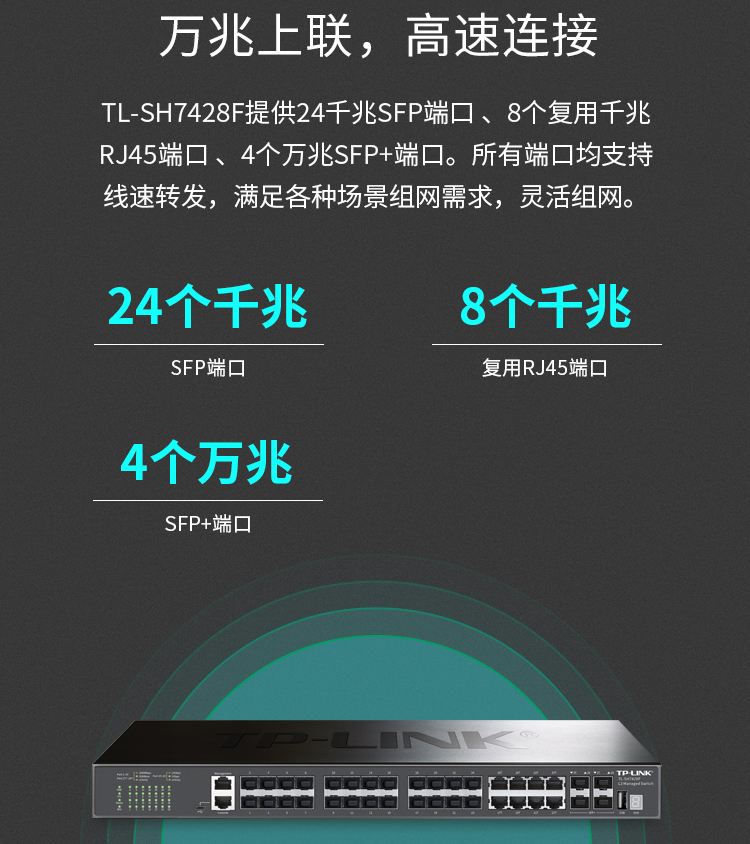 TP-LINK TL-SH7428F万兆上联三层网管核心交换机