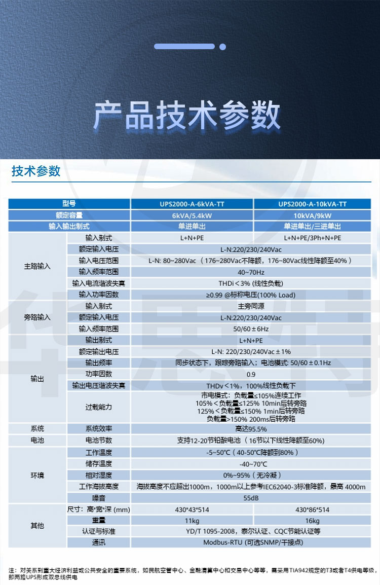 华为UPS不间断电源 UPS2000-A-6KTTL